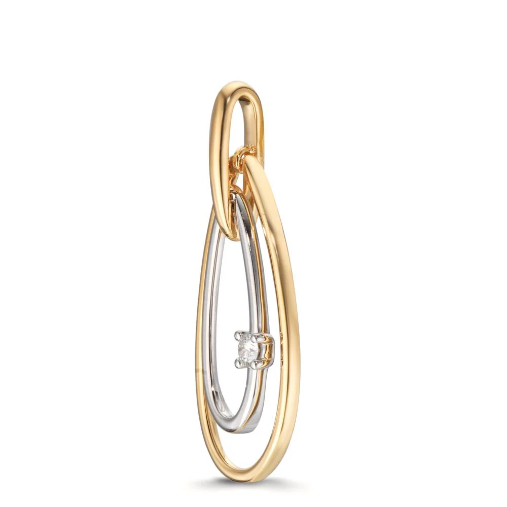 Ciondolo Oro giallo 750/18 carati, Oro bianco 750/18 carati Diamante 0.06 ct, w-si - Image 4