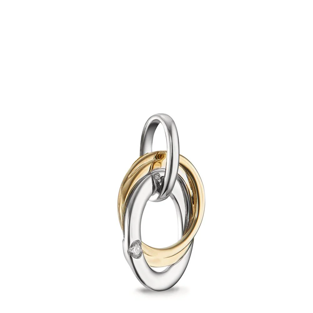 Ciondolo Oro giallo 750/18 carati, Oro bianco 750/18 carati Diamante bianco, 0.03 ct, [Brillant], w-si - Image 2