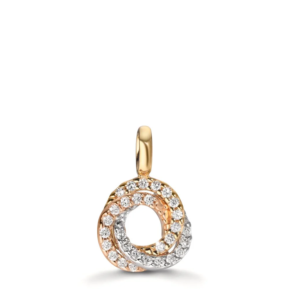 Ciondolo Oro giallo 750/18 carati, Oro bianco 750/18 carati, Oro rosa 750/18 carati Diamante 0.13 ct, w-si Ø9 mm
