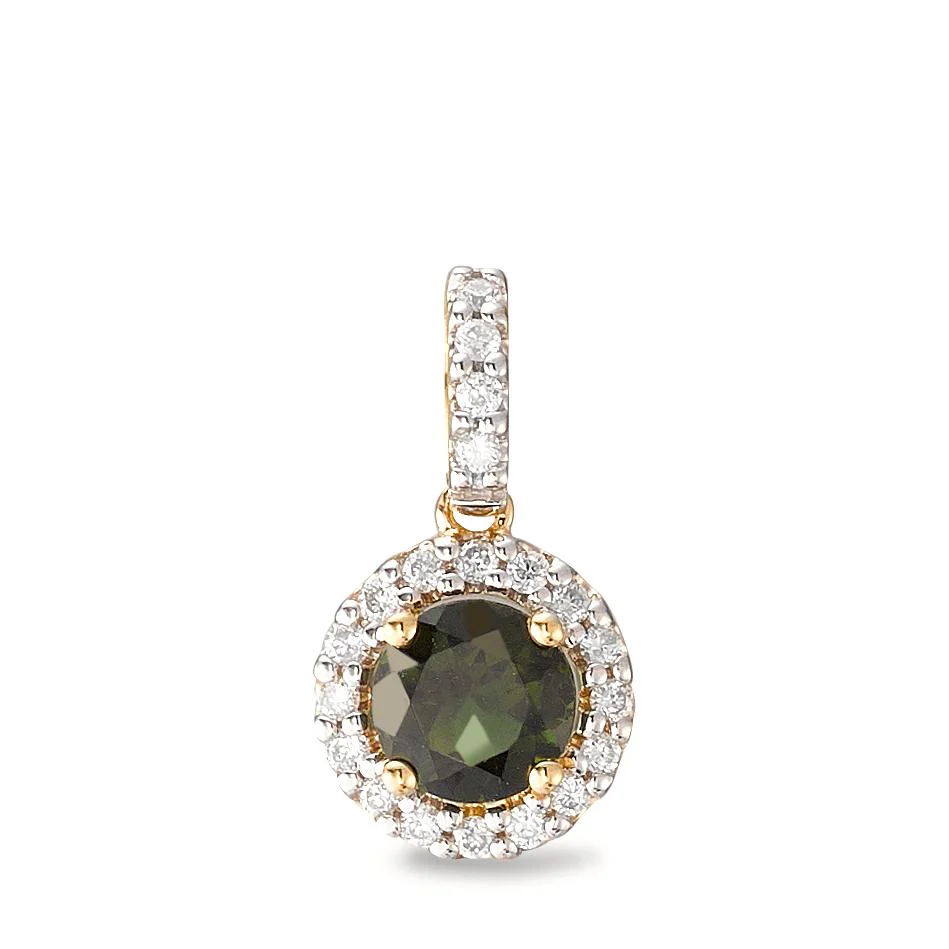 Ciondolo Oro giallo 750/18 carati Tormalina, Diamante 0.12 ct, 20 pietra, [Brillant], w-si Ø8 mm