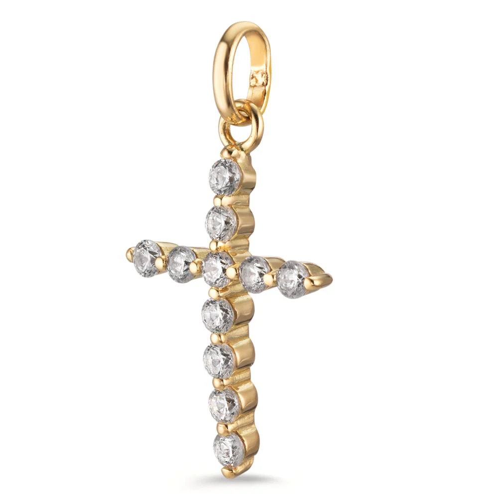 Ciondolo Oro giallo 750/18 carati Zirconia 11 pietra Croce - Image 2