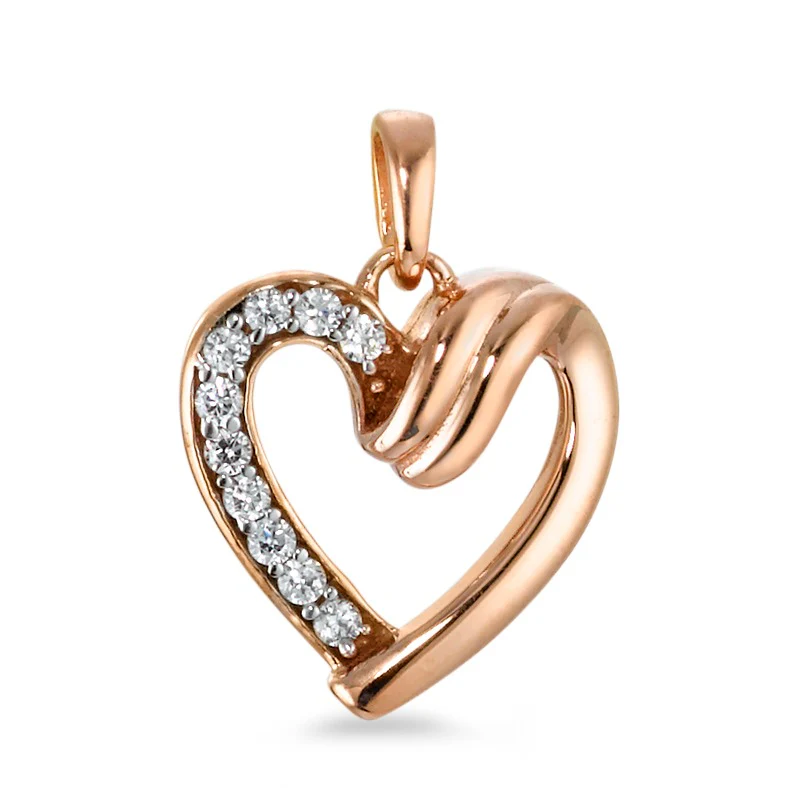 Ciondolo Oro rosa 375/9k Zirconia Cuore Ø12 mm