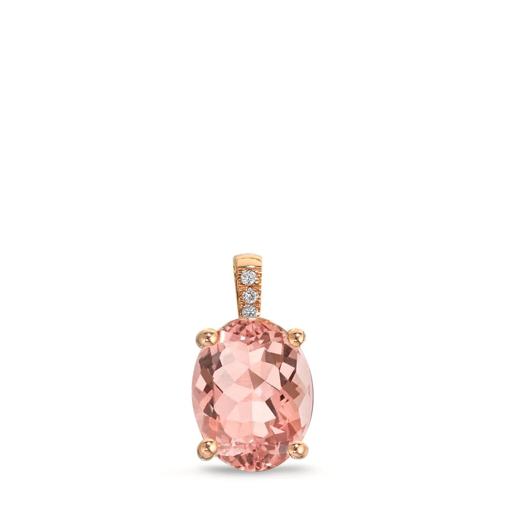 Ciondolo Oro rosso 750/18 carati Morganite [oval], Diamante 0.02 ct, 3 pietra, w-si