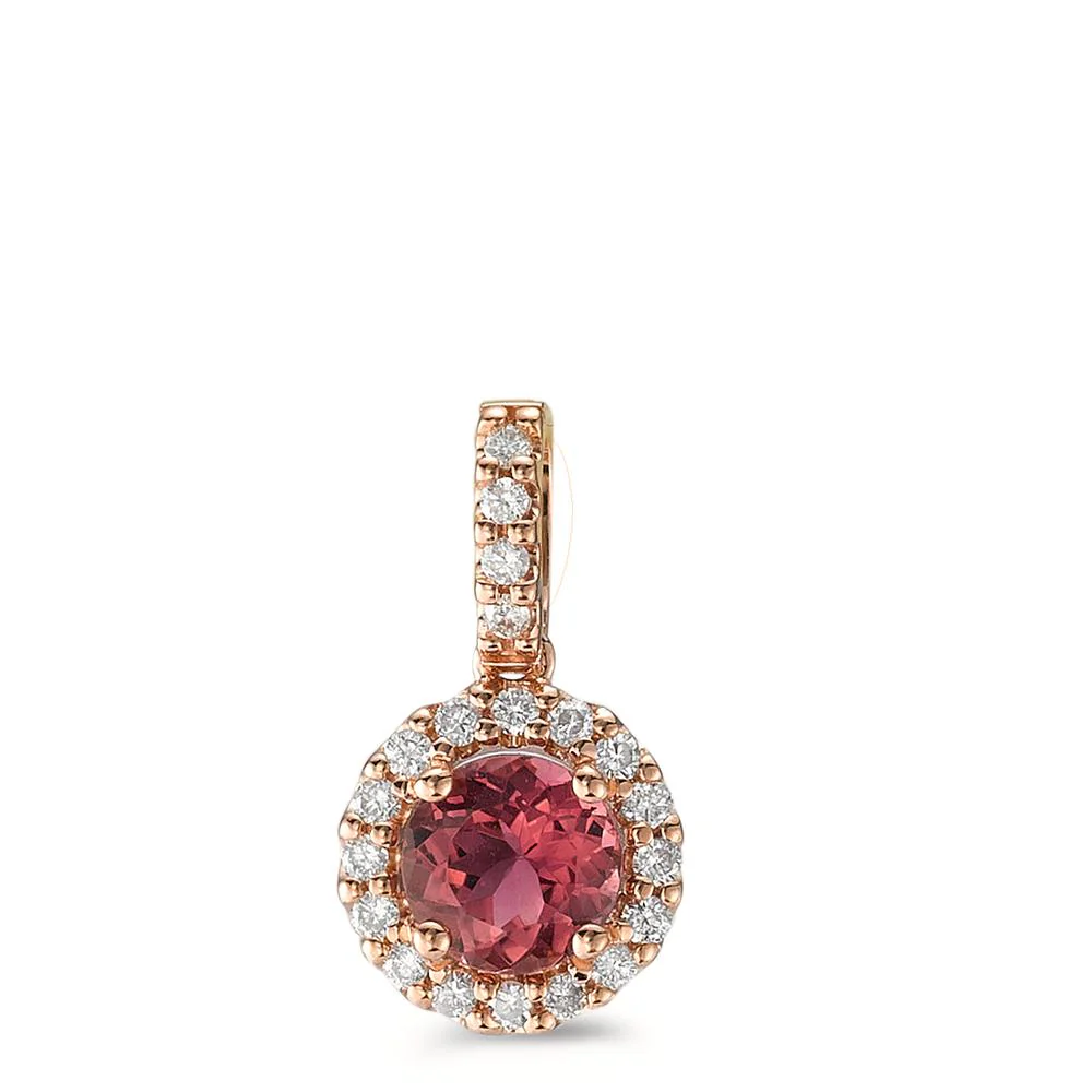 Ciondolo Oro rosso 750/18 carati Tormalina, Diamante 0.12 ct, 20 pietra, [Brillant], w-si Ø8 mm