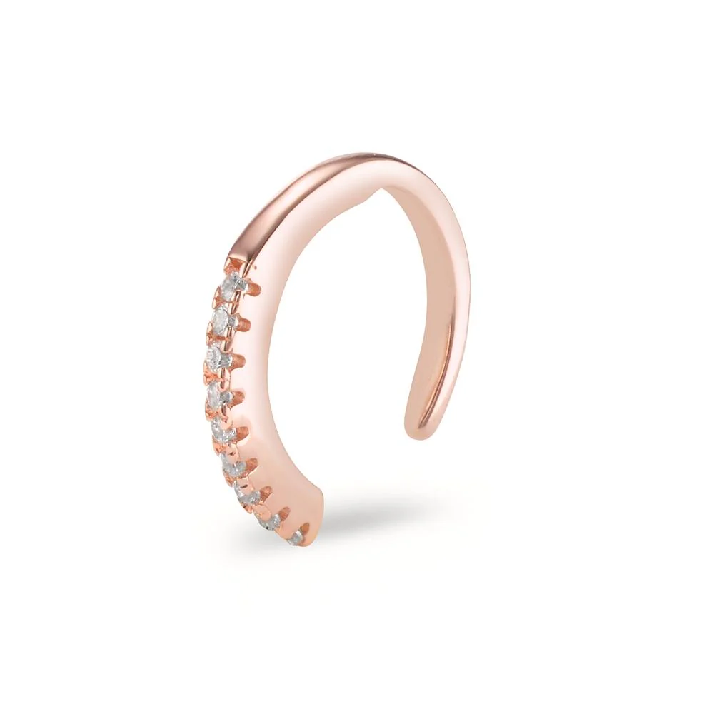 Clip per orecchio Argento Zirconia 9 pietra rosa dorato Ø11 mm - Image 2