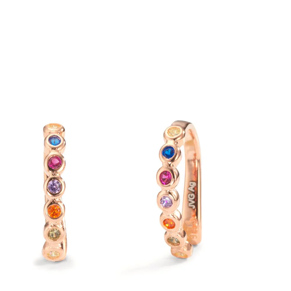Clip per orecchio Argento Zirconia colorato, 12 pietra rosa dorato Ø10 mm - Image 2