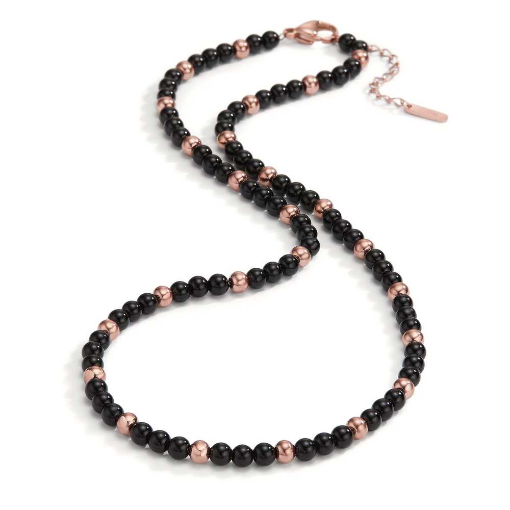 Collana Acciaio inossidabile Agata nero rosa rivestimento IP 42-45 cm Ø4 mm - Image 2