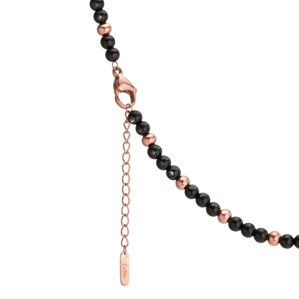Collana Acciaio inossidabile Agata nero rosa rivestimento IP 42-45 cm Ø4 mm - Image 3