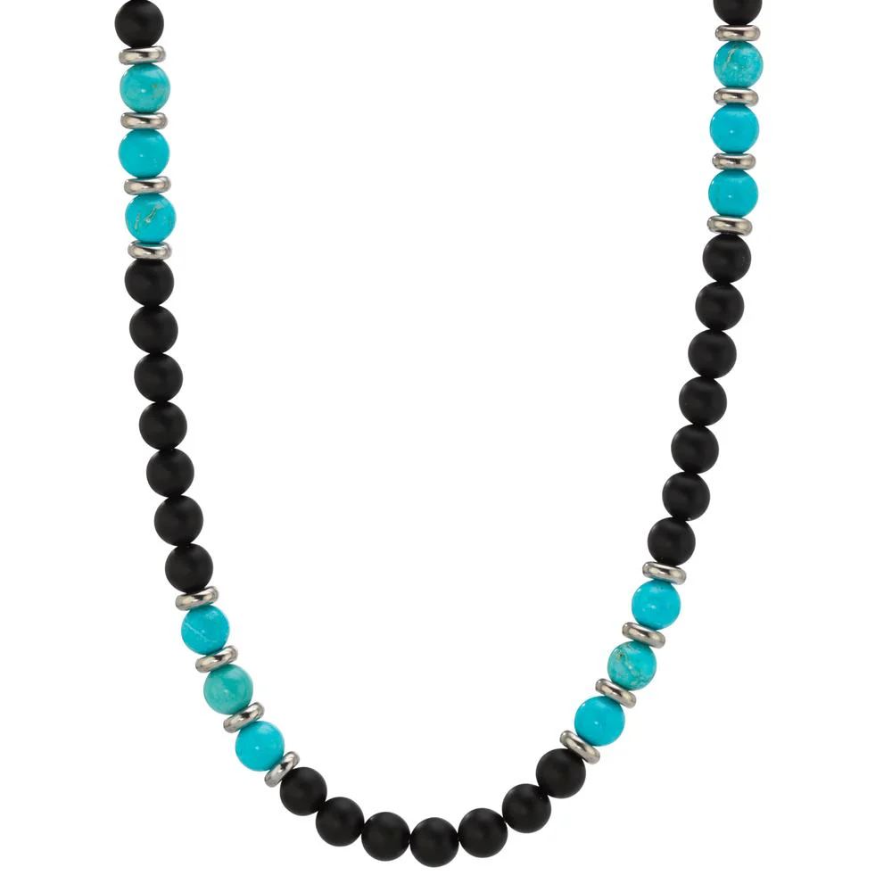 Collana Acciaio inossidabile Agata turchese 43-48 cm Ø6.5 mm