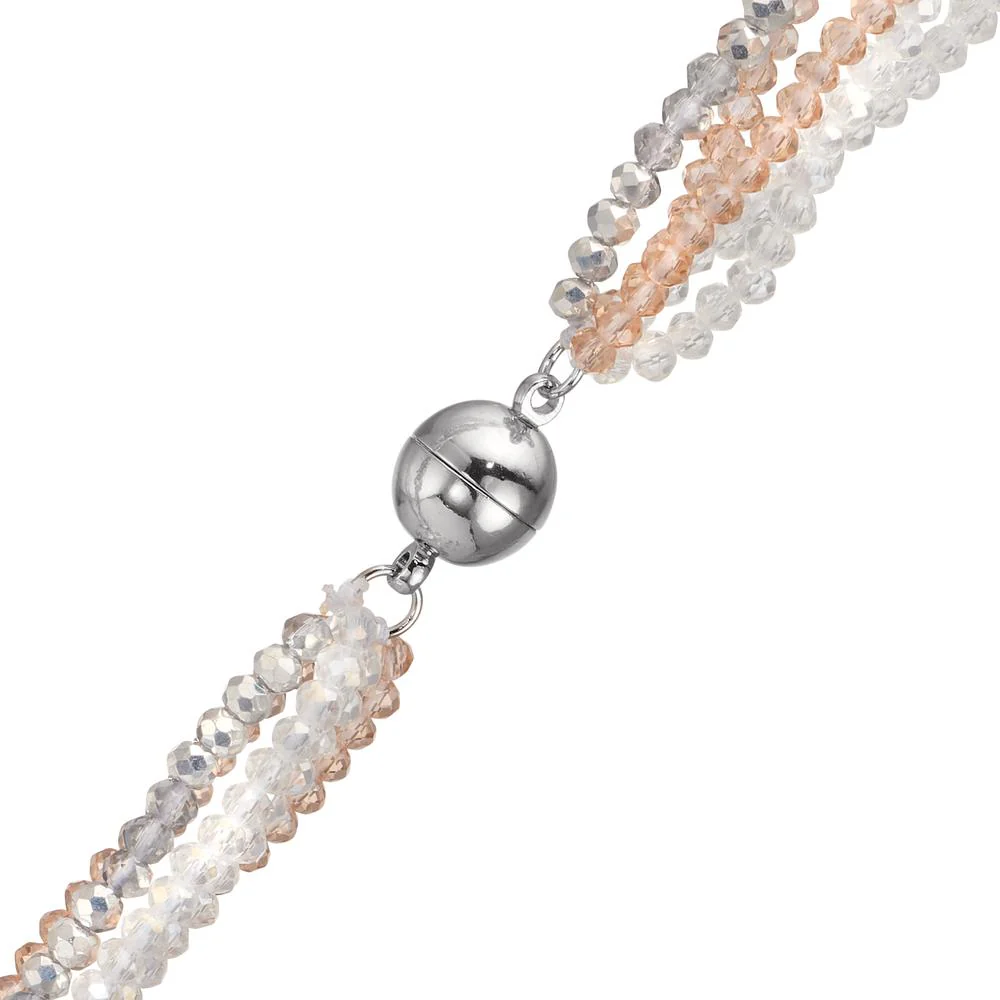 Collana Acciaio inossidabile Cristallo 3 mm Perla coltivata d'acqua dolce, 9 Perla 6-7 mm 47 cm - Image 2
