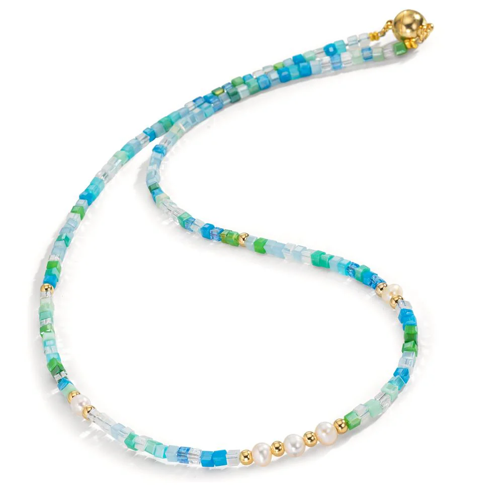 Collana Acciaio inossidabile Cristallo giallo rivestimento IP Perla coltivata d'acqua dolce, 5 Perla, 4.5 mm 43 cm - Image 2