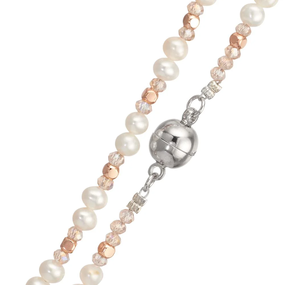 Collana Acciaio inossidabile Cristallo Perla coltivata d'acqua dolce 4-5 mm 43 cm - Image 2