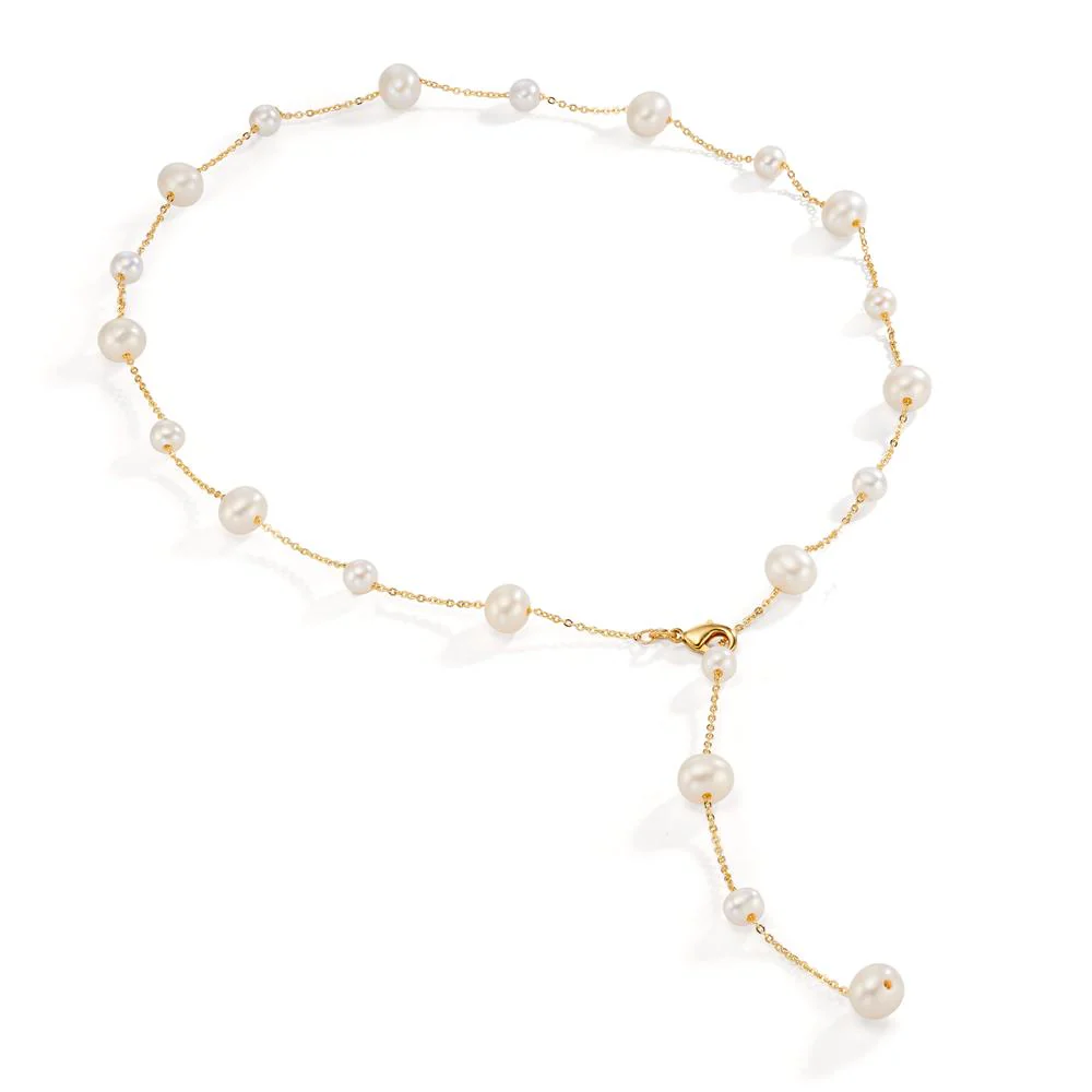 Collana Acciaio inossidabile giallo rivestimento IP Perla coltivata d'acqua dolce, 21 Perla 5.5-7.5 mm 40-50 cm - Image 2