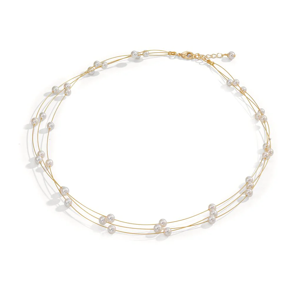 Collana Acciaio inossidabile giallo rivestimento IP Perla coltivata d'acqua dolce, 4.5 mm 42-45 cm - Image 2