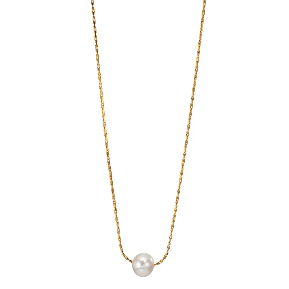 Collana Acciaio inossidabile giallo rivestimento IP Perla coltivata d'acqua dolce, 5.5 mm 42-45 cm
