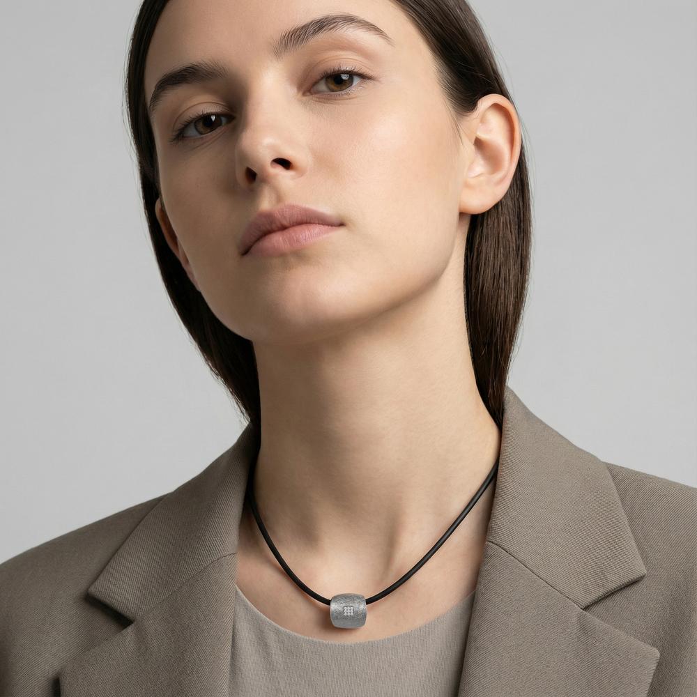 Collana Acciaio inossidabile, Gomma Diamante 0.072 ct, 9 pietra, tw-si 45 cm Ø2 mm - Image 4