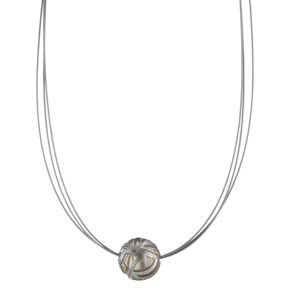 Collana Acciaio inossidabile grigio rivestimento IP Perla di Tahiti 10-12 mm 42 cm