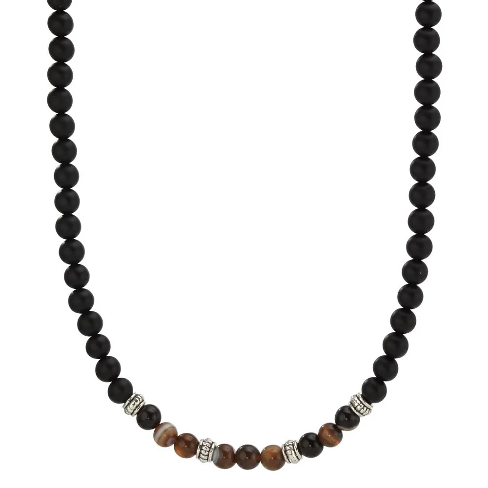 Collana Acciaio inossidabile, Metallo Agata marrone 50-54 cm Ø6.5 mm
