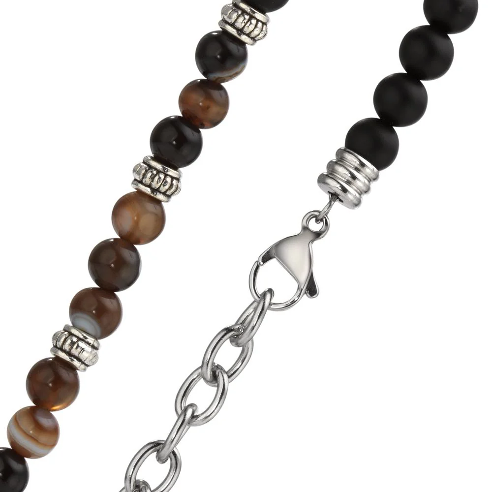 Collana Acciaio inossidabile, Metallo Agata marrone 50-54 cm Ø6.5 mm - Image 3