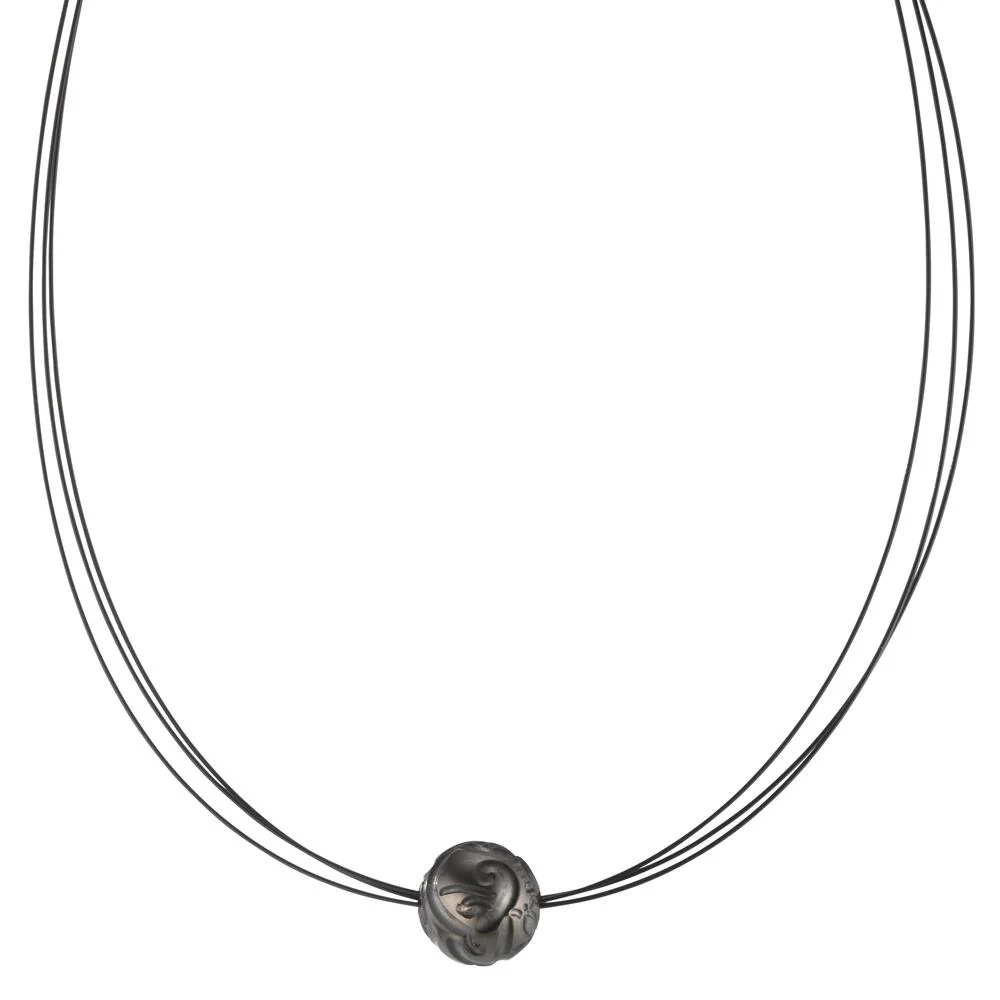 Collana Acciaio inossidabile nero rivestimento IP Perla di Tahiti 10-12 mm 42 cm