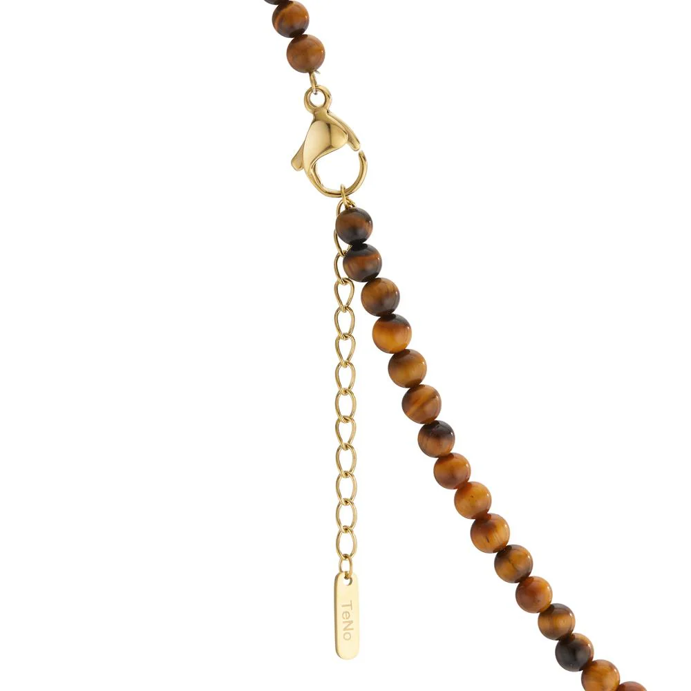 Collana Acciaio inossidabile Occhio di tigre giallo rivestimento IP 42-45 cm Ø4 mm - Image 3