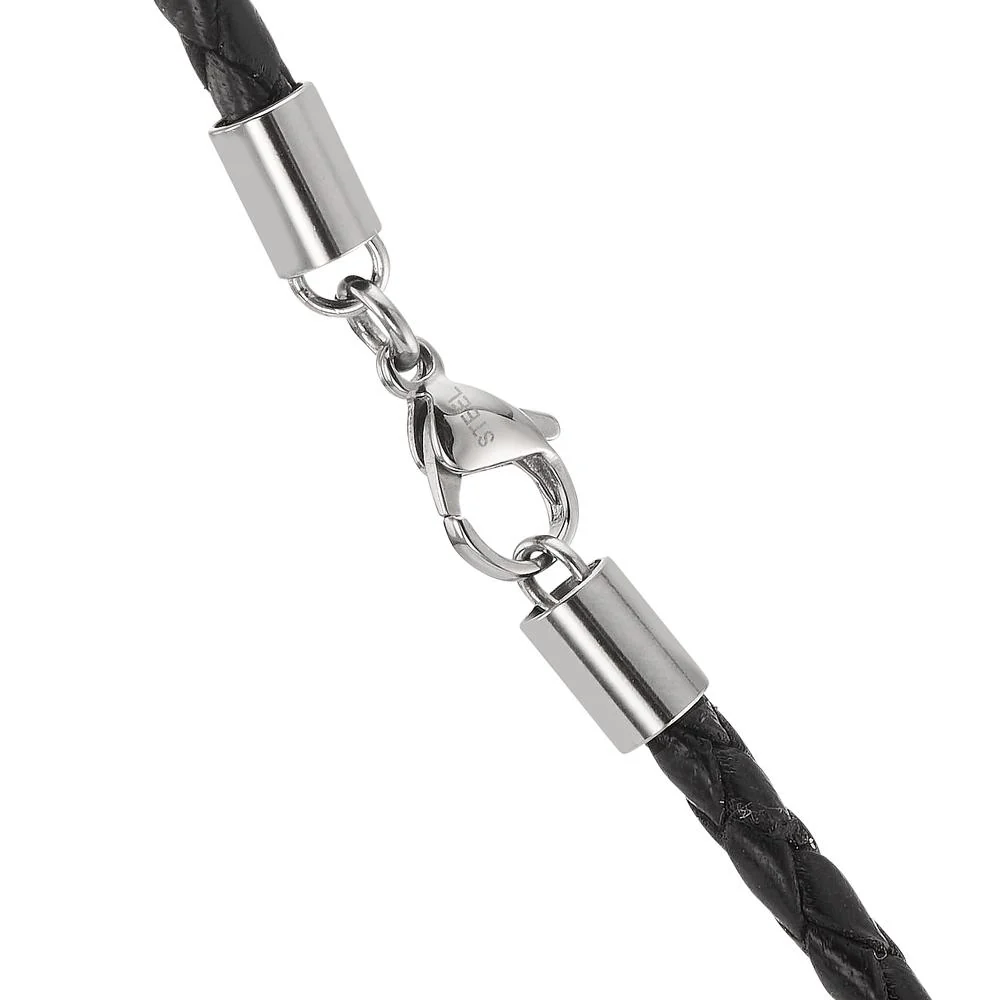 Collana Acciaio inossidabile, Pelle nero rivestimento IP 50 cm Ø3.7 mm - Image 3