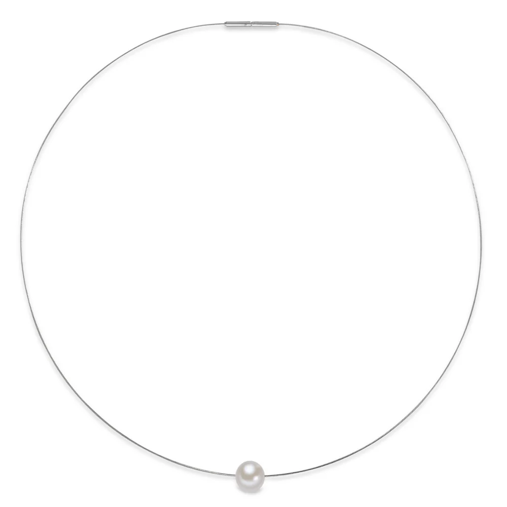 Collana Acciaio inossidabile Perla coltivata d'acqua dolce [Rund], 7.5 mm 45 cm