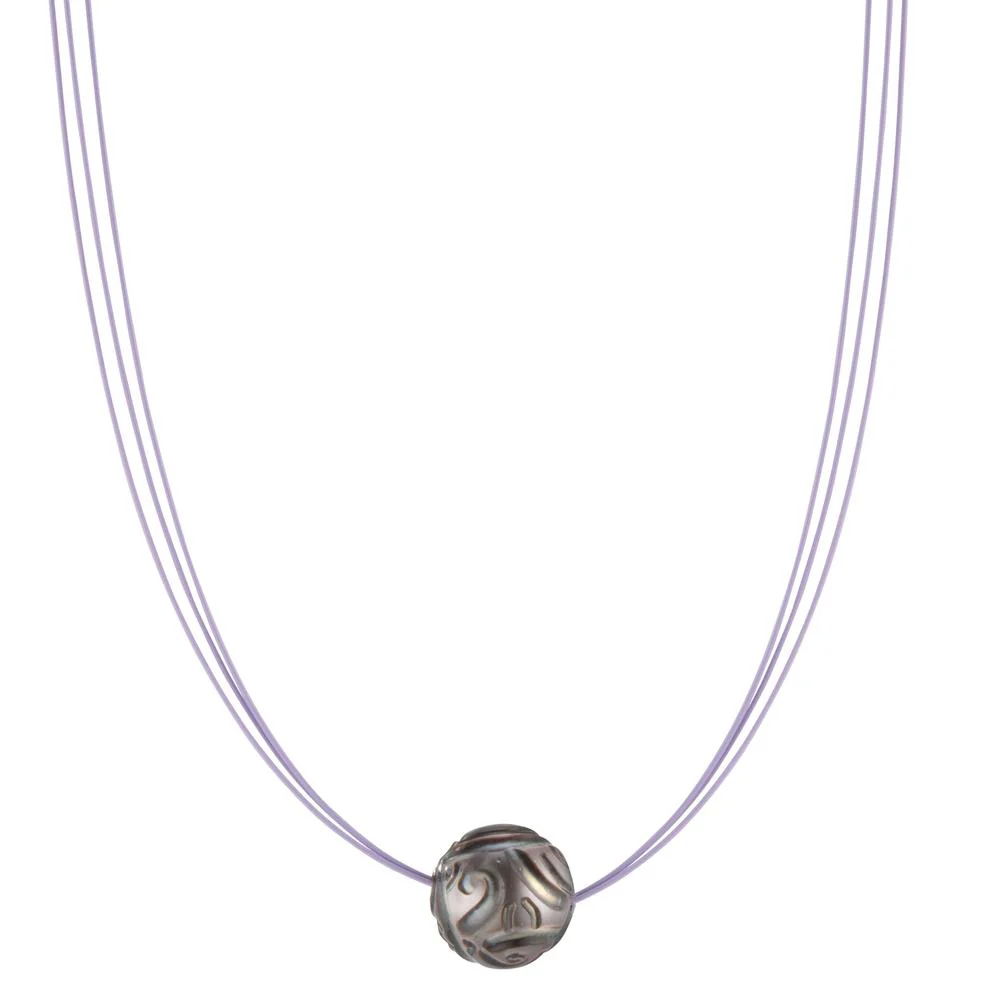 Collana Acciaio inossidabile rivestimento IP Perla di Tahiti 10-12 mm 42 cm