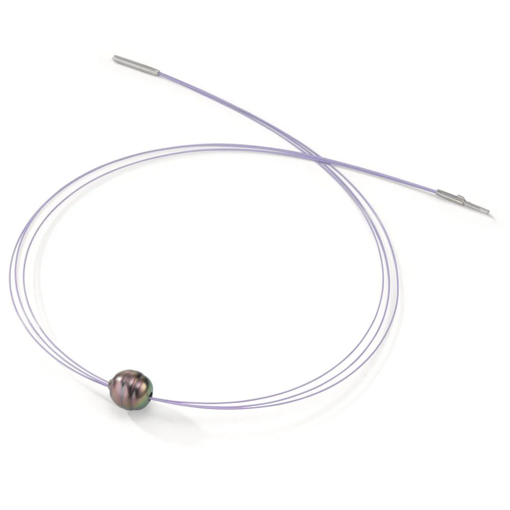 Collana Acciaio inossidabile rivestimento IP Perla di Tahiti 10-12 mm 42 cm - Image 2