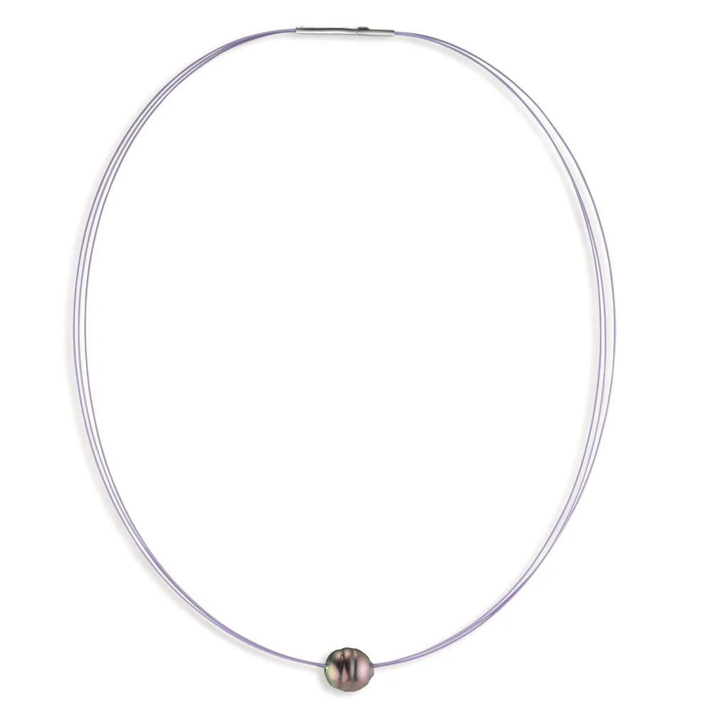 Collana Acciaio inossidabile rivestimento IP Perla di Tahiti 10-12 mm 42 cm - Image 3