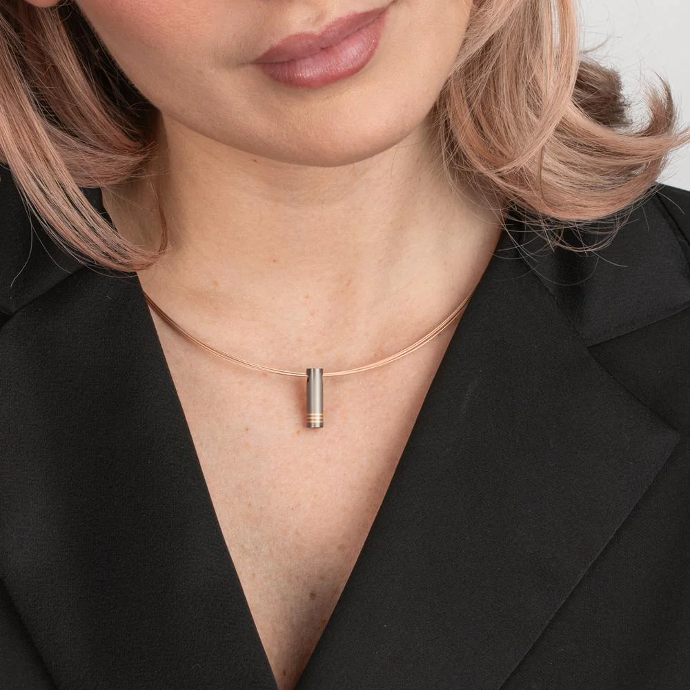 Collana Acciaio inossidabile rosa rivestimento IP 45 cm - Image 2