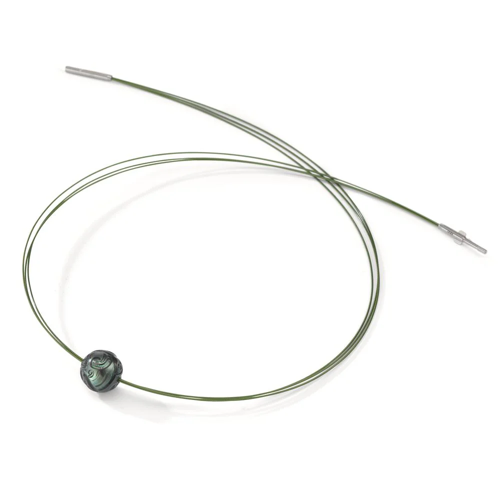 Collana Acciaio inossidabile verde rivestimento IP Perla di Tahiti 10-12 mm 42 cm - Image 2