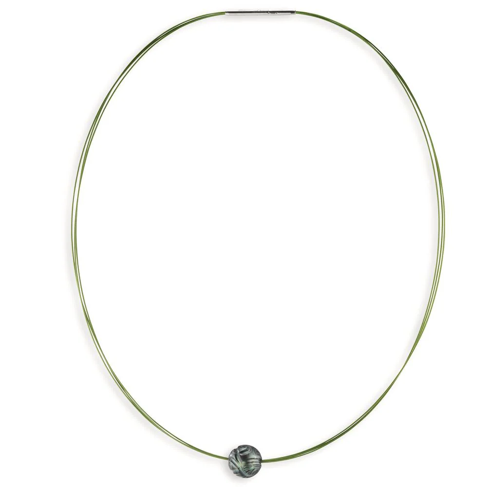 Collana Acciaio inossidabile verde rivestimento IP Perla di Tahiti 10-12 mm 42 cm - Image 3