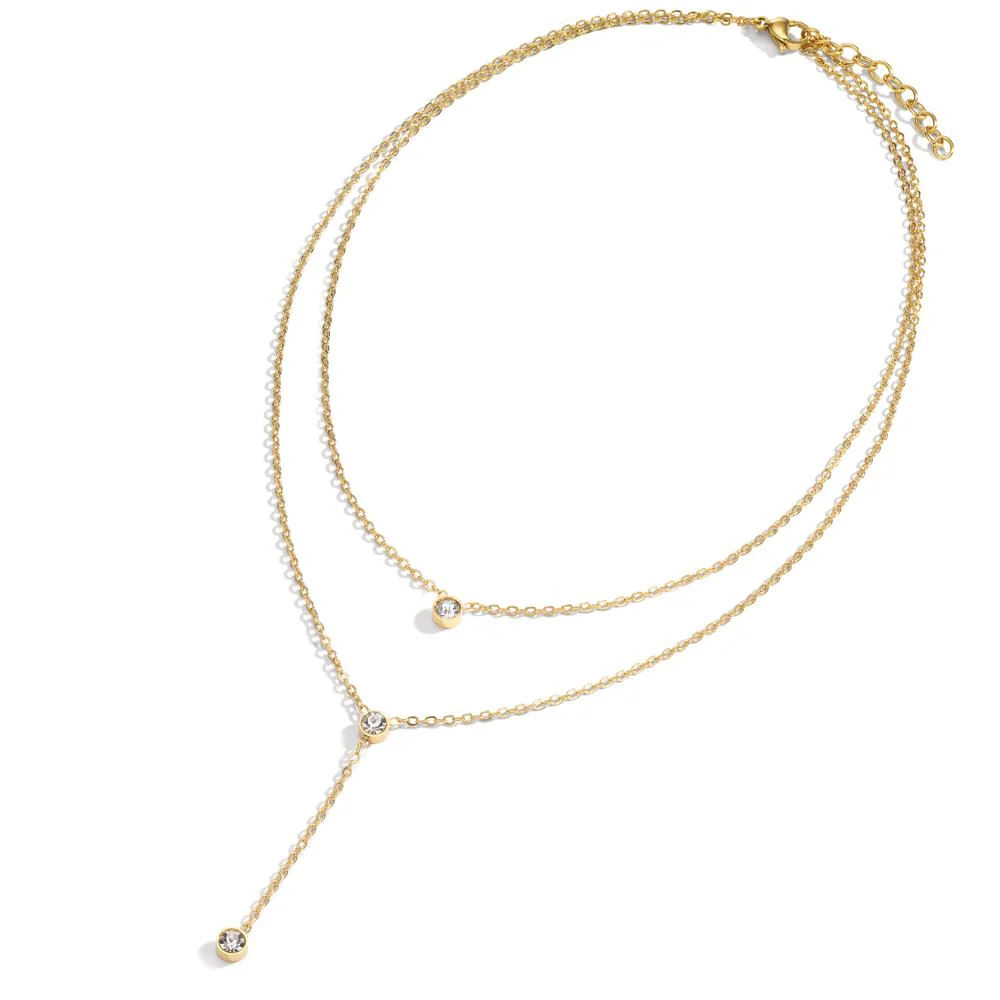 Collana Acciaio inossidabile Zirconia 3 pietra giallo rivestimento IP 42-45 cm - Image 2