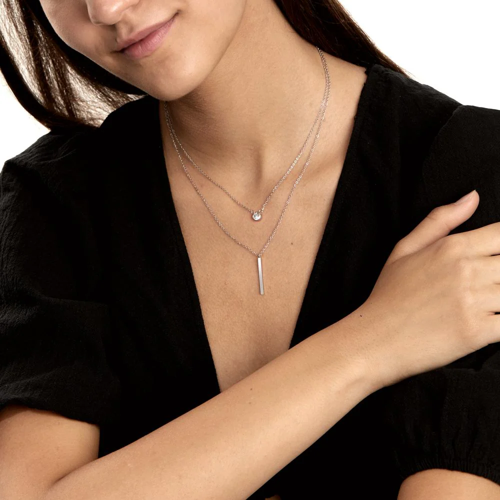 Collana Acciaio inossidabile Zirconia 40-45 cm - Image 3