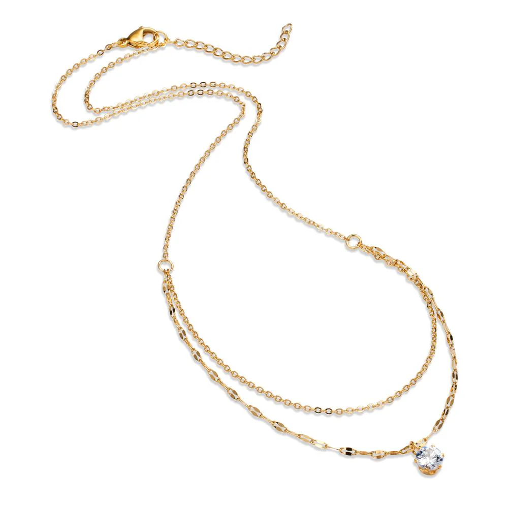 Collana Acciaio inossidabile Zirconia 6 mm giallo rivestimento IP 40-44 cm - Image 2