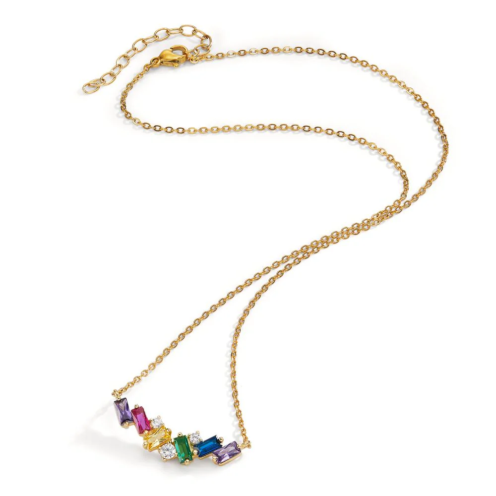 Collana Acciaio inossidabile Zirconia colorato, 9 pietra giallo rivestimento IP 42-47 cm - Image 2