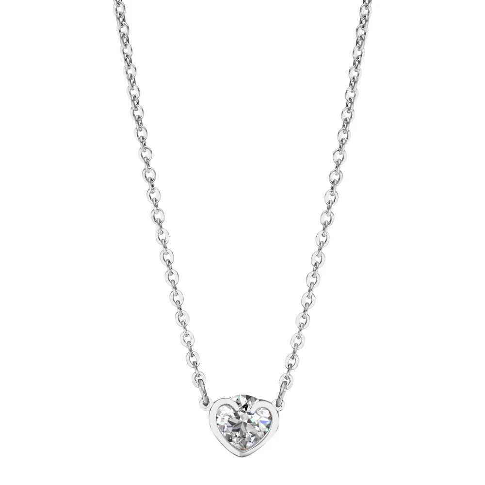Collana Acciaio inossidabile Zirconia Cuore 45-50 cm