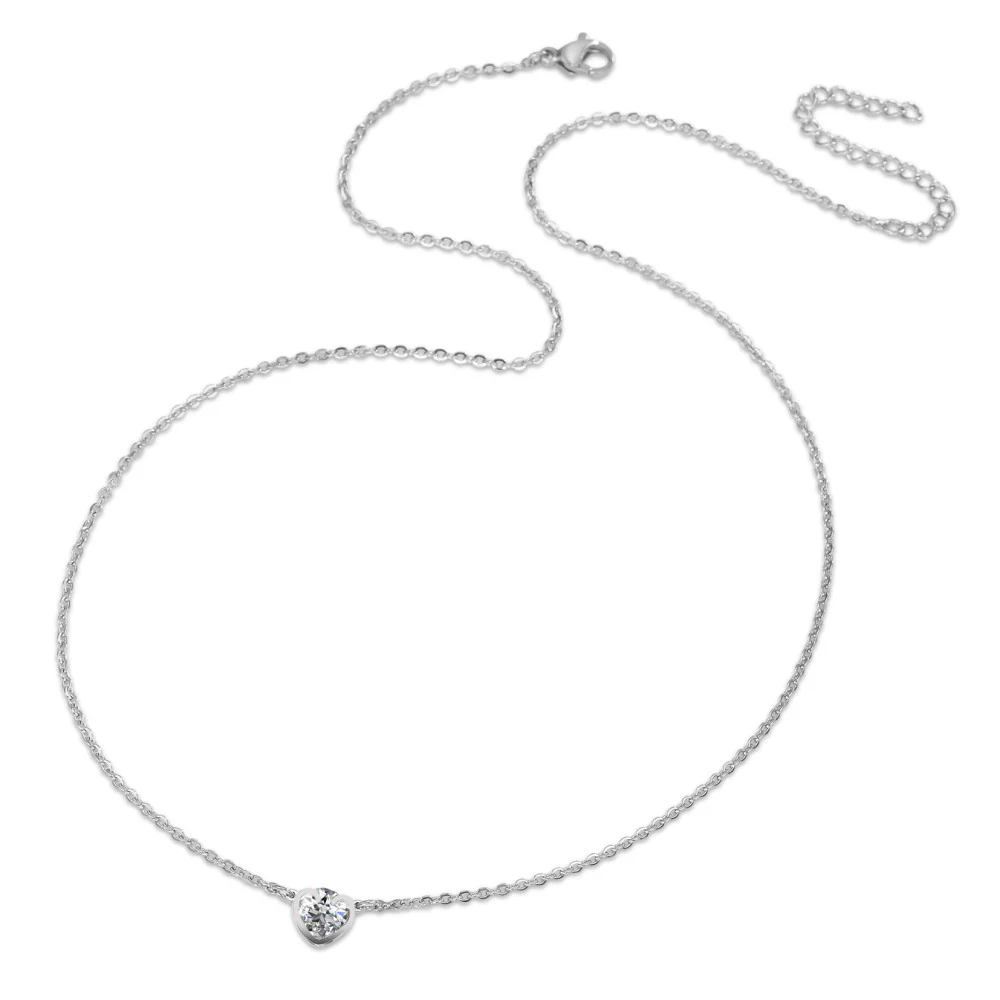 Collana Acciaio inossidabile Zirconia Cuore 45-50 cm - Image 2