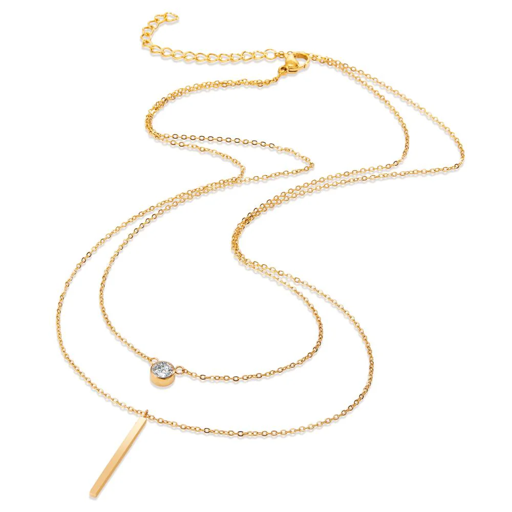 Collana Acciaio inossidabile Zirconia giallo dorato 40-45 cm - Image 2