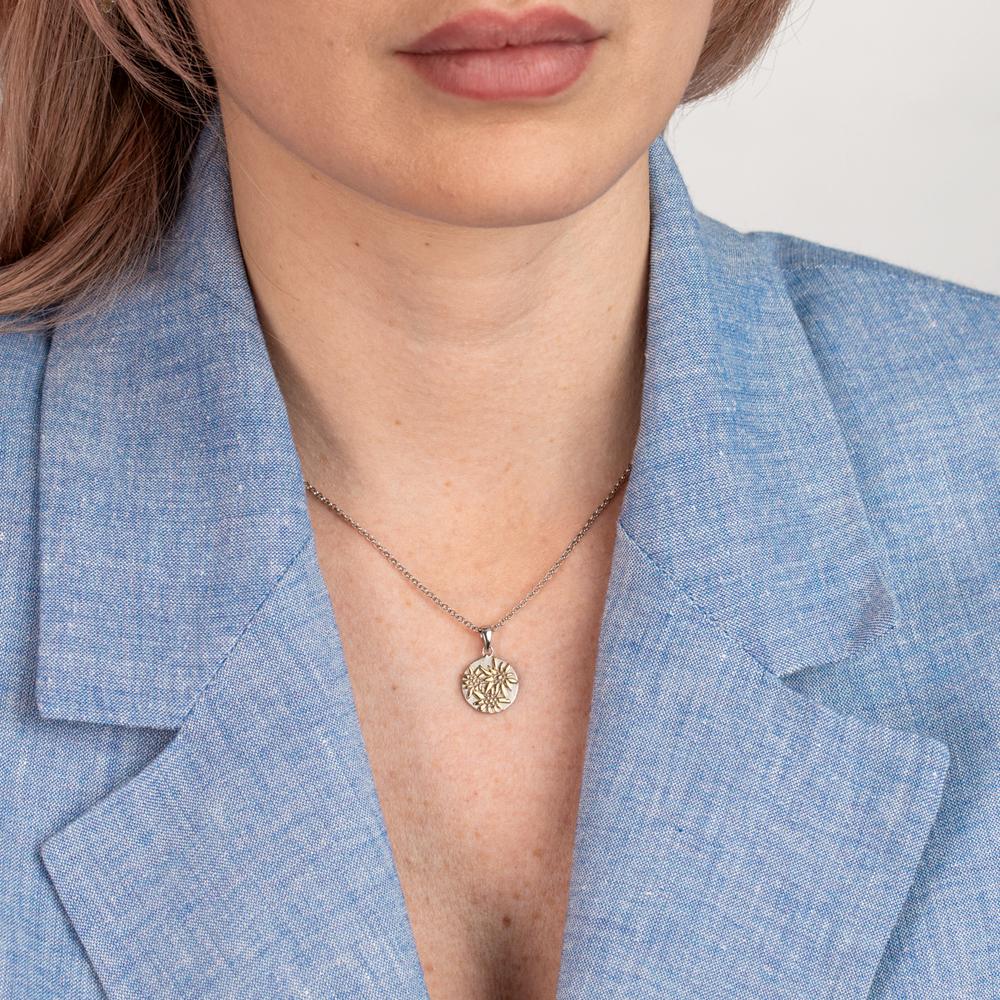 Collana Argento bicolore rodiato Stella alpina 44-48 cm - Image 5