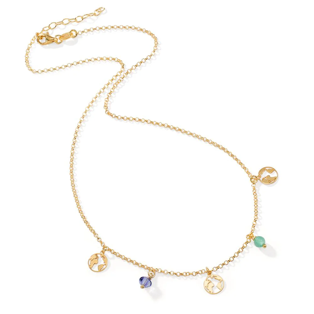 Collana Argento Cristallo 2 pietra giallo dorato Globo 42 cm - Image 2