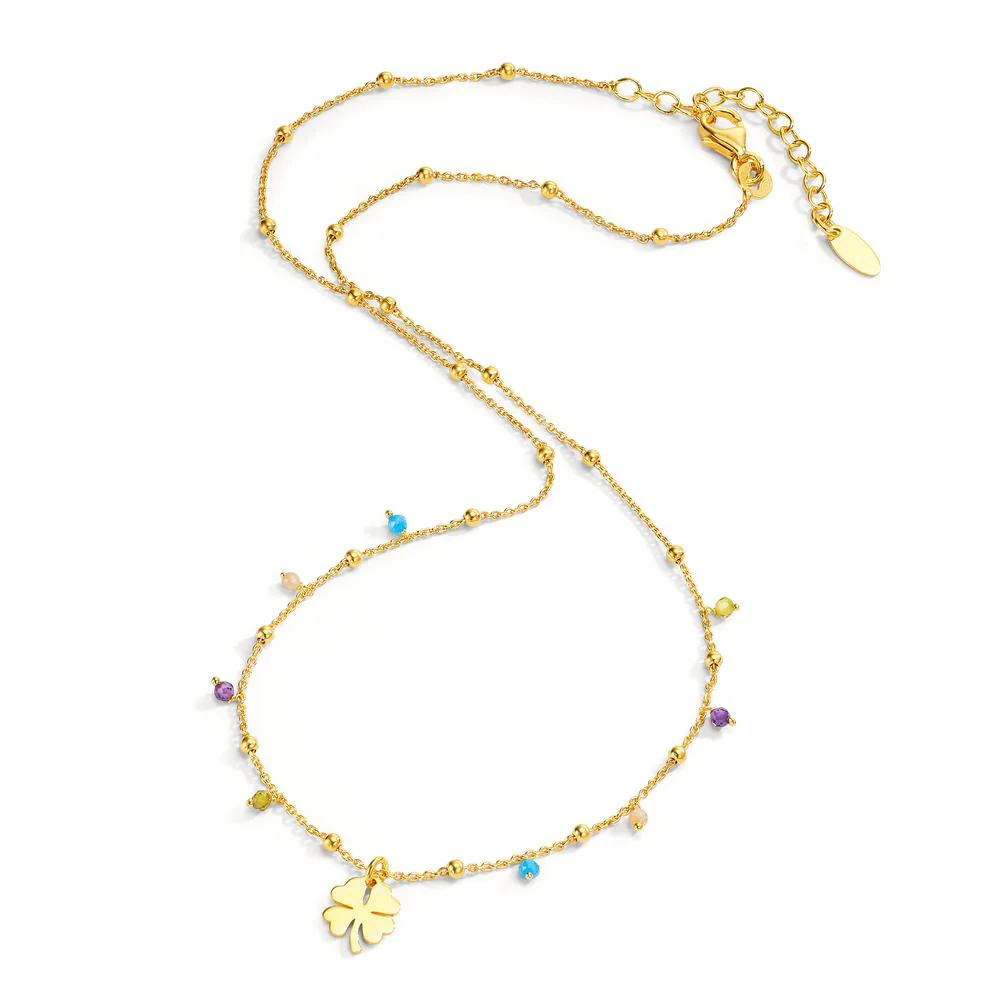 Collana Argento Cristallo 8 pietra giallo dorato Trifoglio 40-44 cm - Image 2