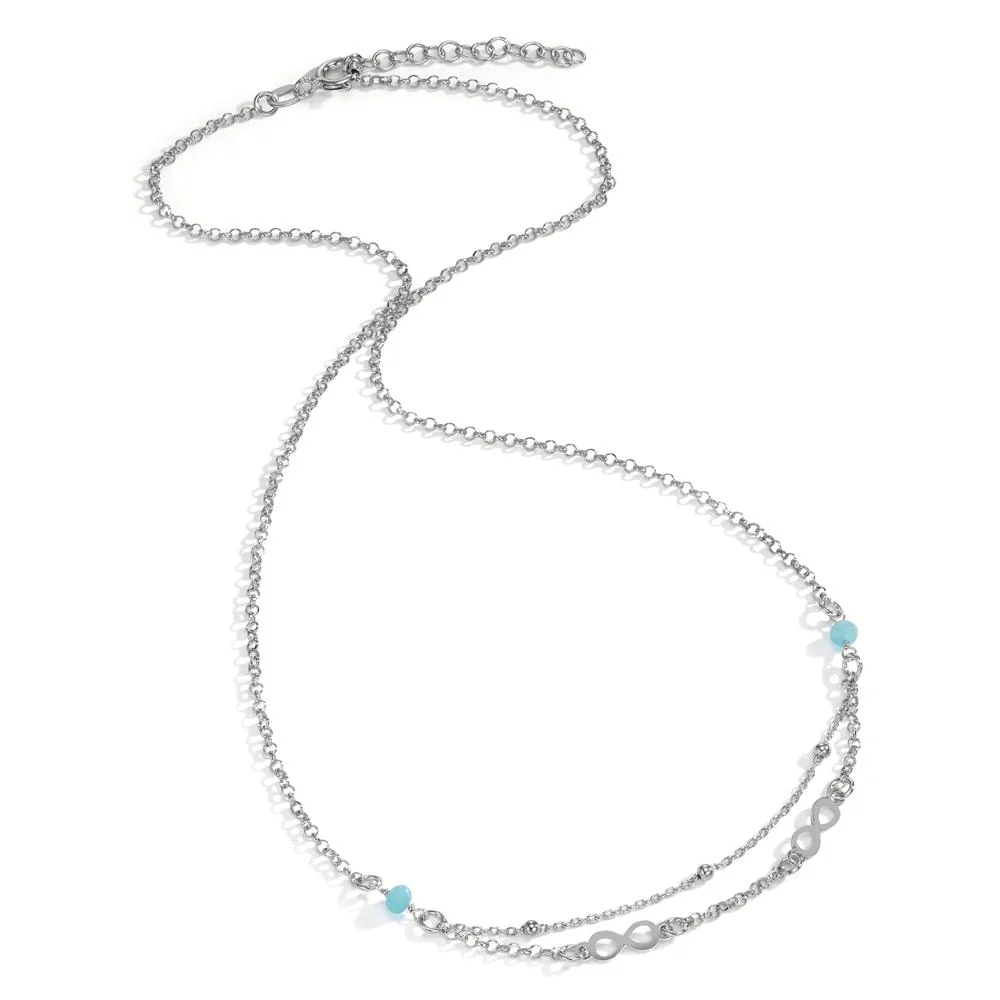 Collana Argento Cristallo acqua, 2 pietra rodiato Infinito 38-41 cm - Image 2