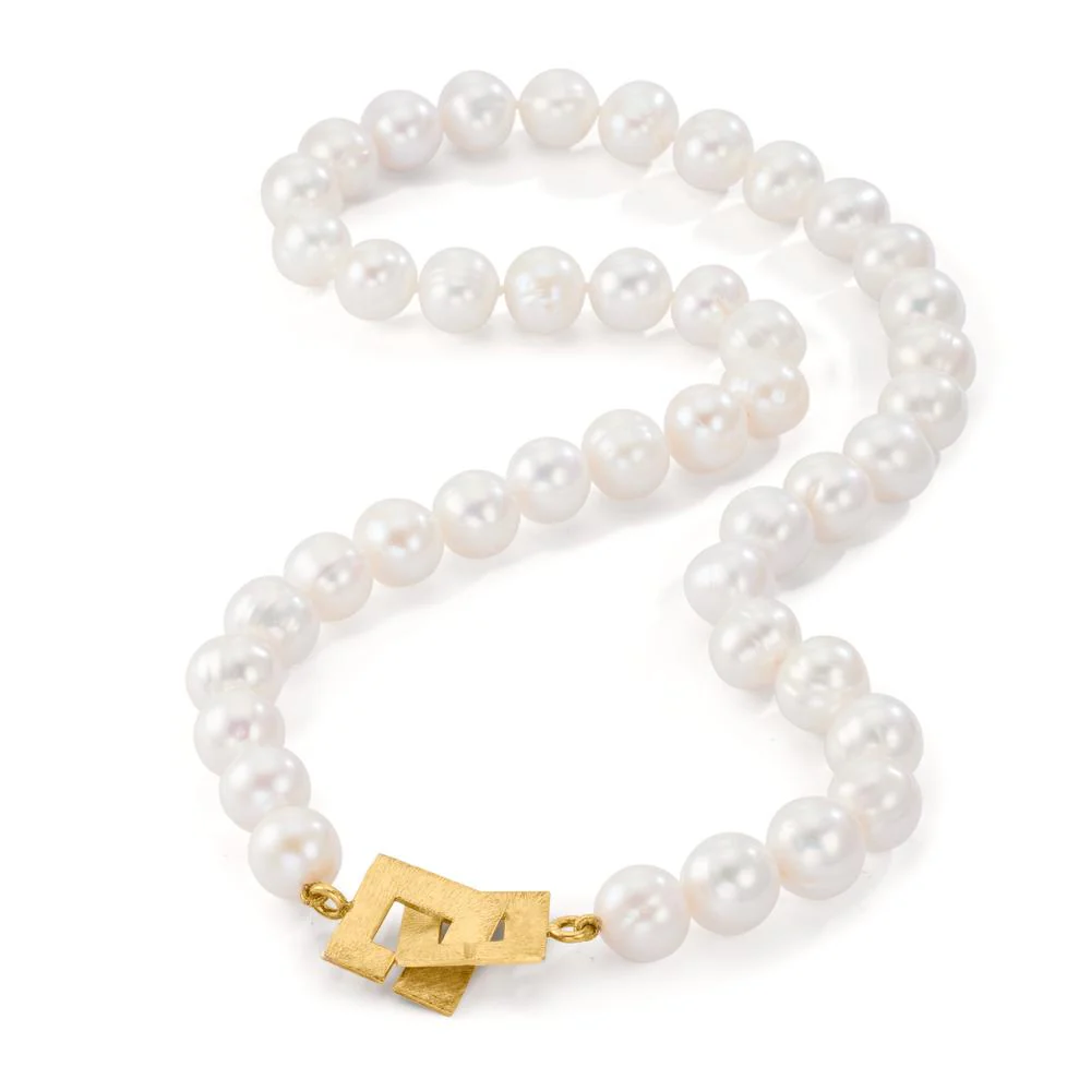 Collana Argento giallo dorato Perla coltivata d'acqua dolce 11-11.5 mm 50 cm - Image 2