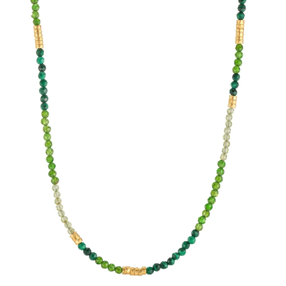 Collana Argento Peridoto, [Diopsid], Malachite giallo dorato 42 cm