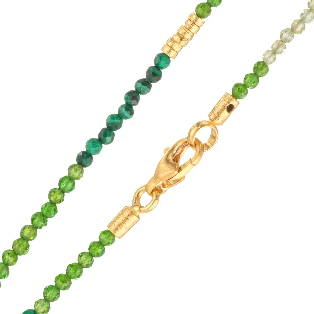 Collana Argento Peridoto, [Diopsid], Malachite giallo dorato 42 cm - Image 2