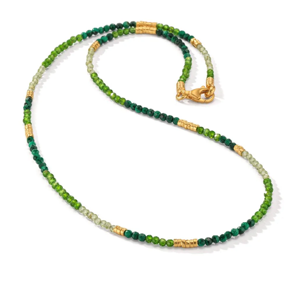 Collana Argento Peridoto, [Diopsid], Malachite giallo dorato 42 cm - Image 3