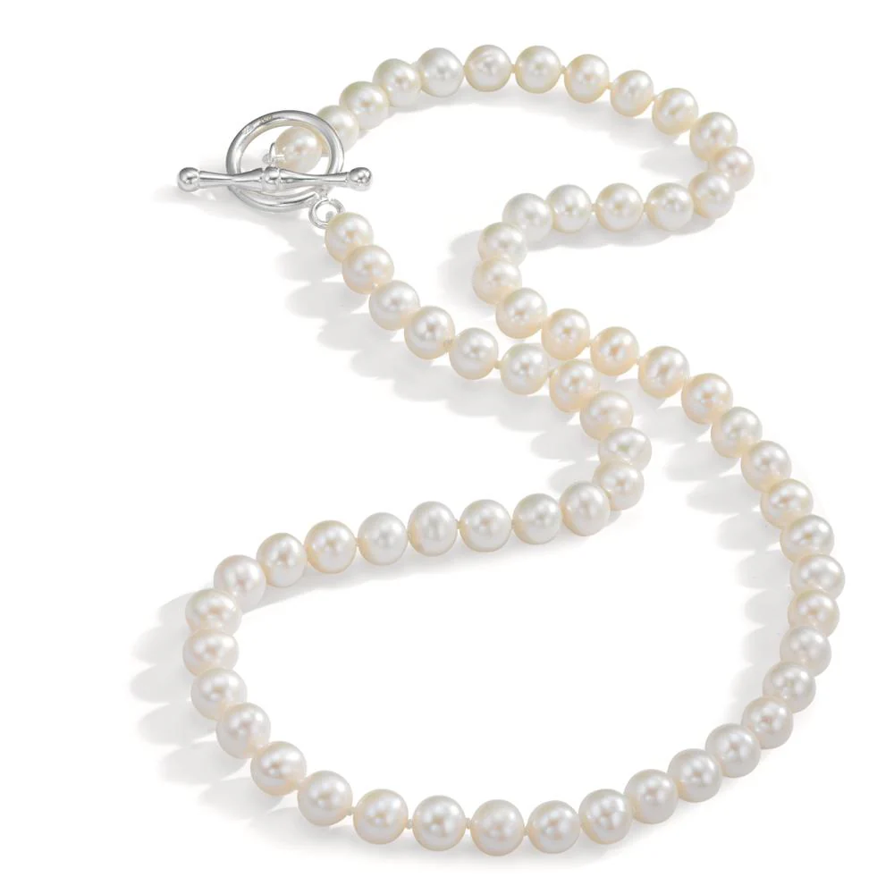Collana Argento Perla coltivata d'acqua dolce bianco, 6.5 mm 47 cm - Image 2
