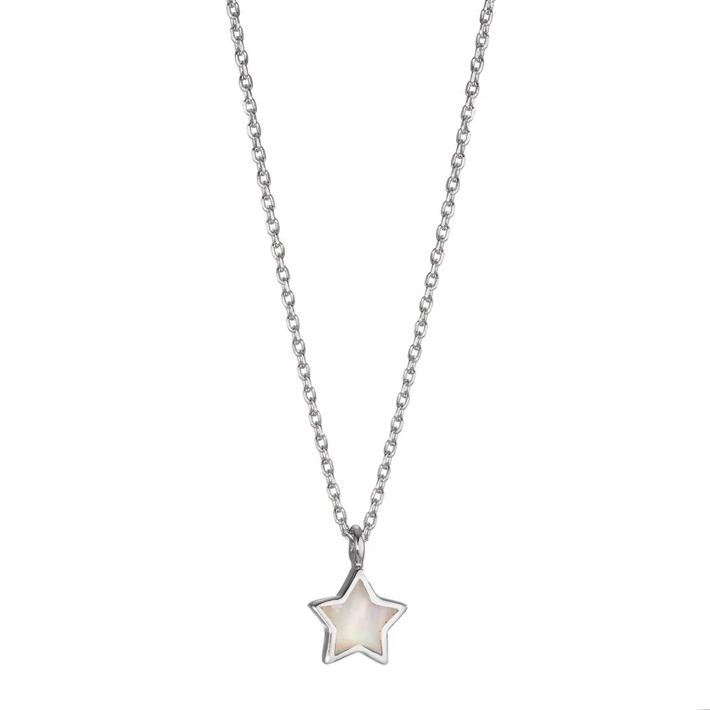 Collana Argento rodiato Madreperla bianco Stella 36-38 cm Ø7.5 mm